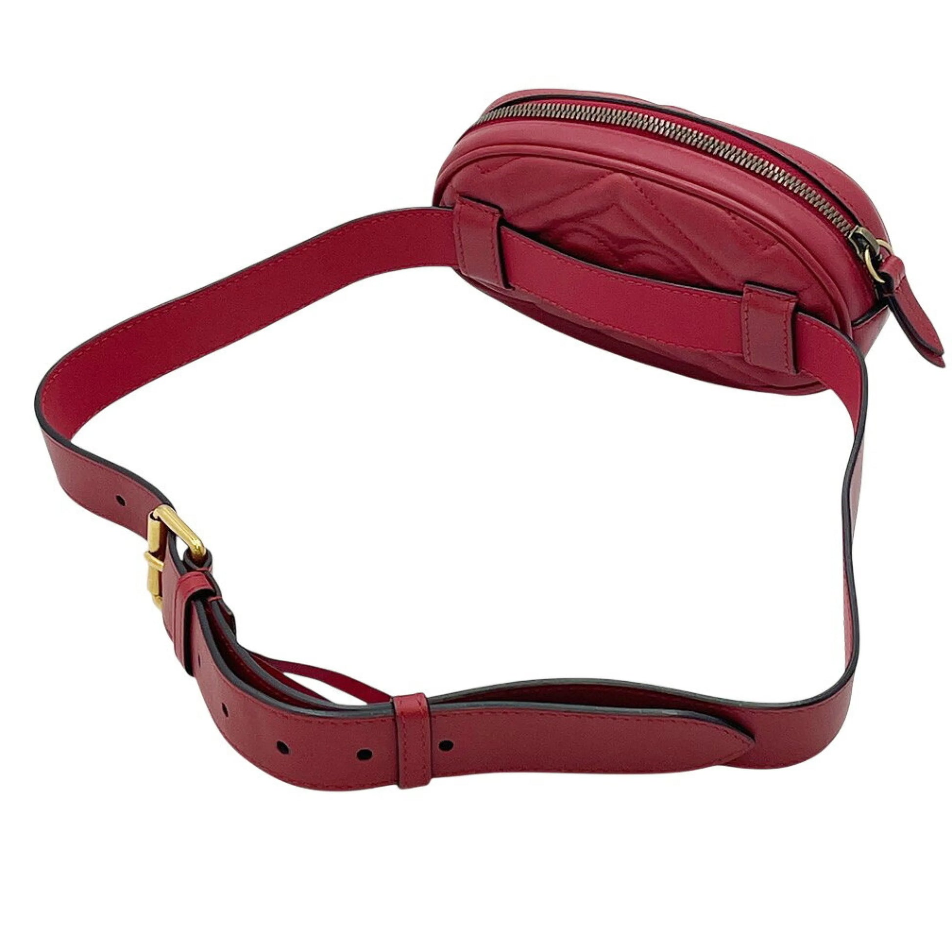 Gucci Marmont Bag Gucci Belt Quilted, Red, Leather, Clutch