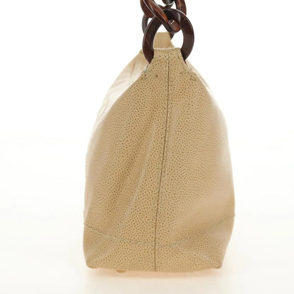 Chanel Vintage CC Resin Chain Caviar, Beige, Leather, Shoulder Bag