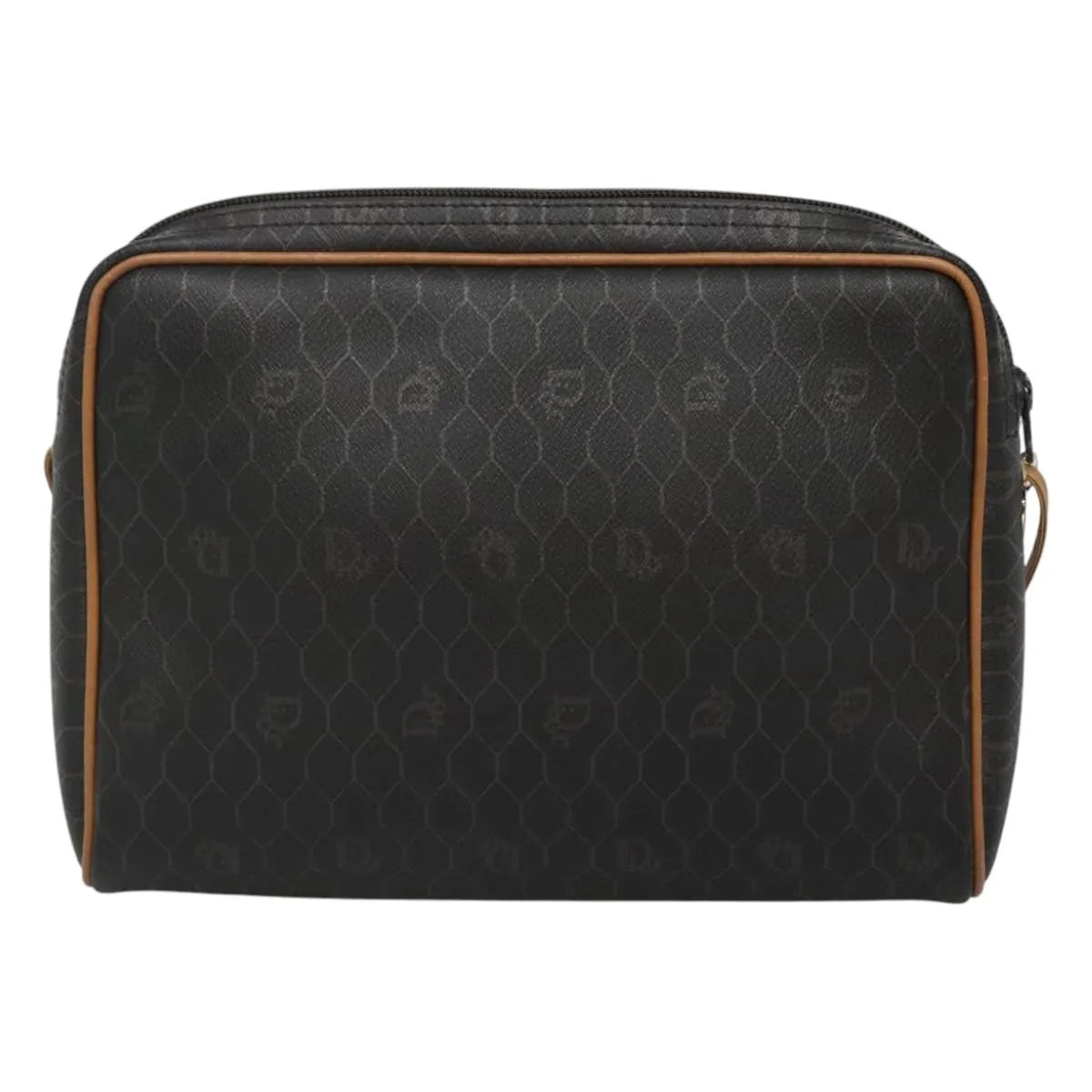 Christian Dior Vintage Honeycomb Canvas and Leather, Black, Canvas, Shoulder Bag