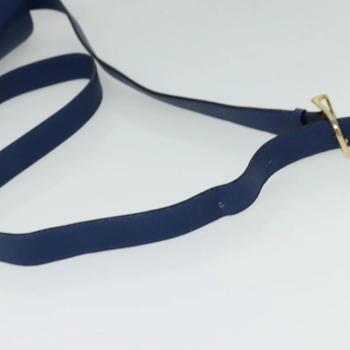 Celine Vintage Circle Logo Leather, Blue, Leather, Shoulder Bag