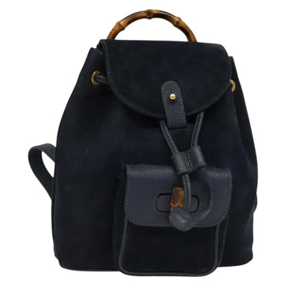 Gucci Gucci bamboo daim, Navy, Suede, Backpack
