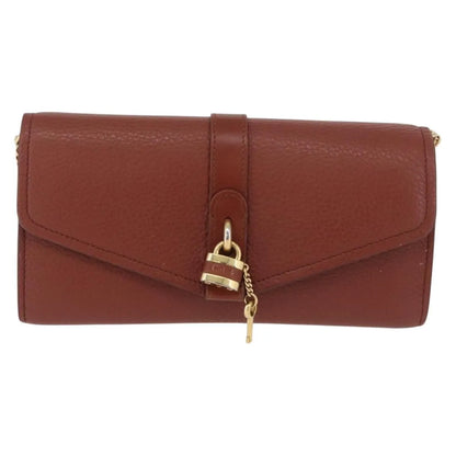 Chloe Aby Chain Leather, Brown, Leather, Shoulder Bag