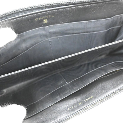 Chanel Portefeuille long CC logo calfskin leather, Black, Leather, Wallet