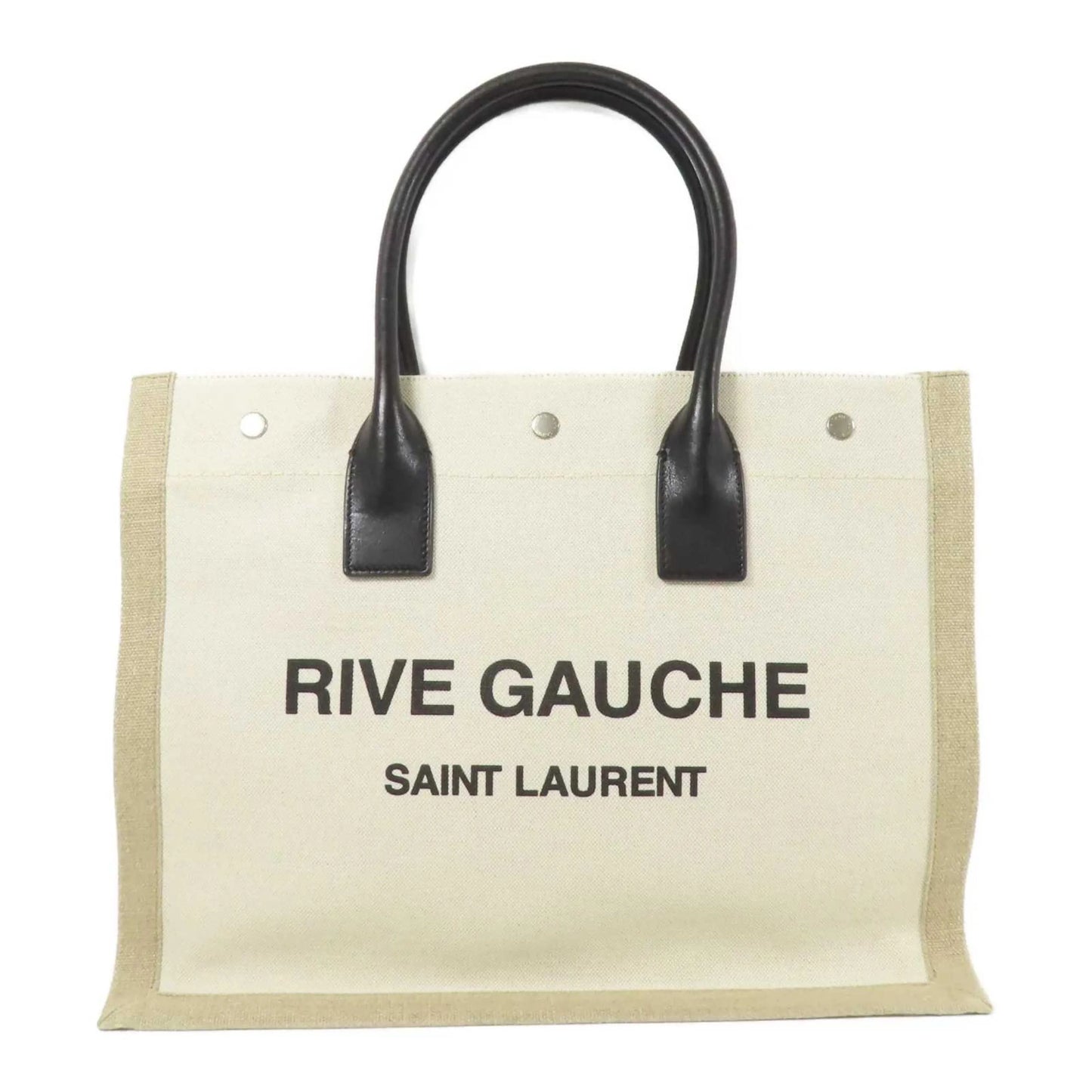 Saint Laurent Rive Gauche Felt and leather, Beige, Canvas, Tote Bag