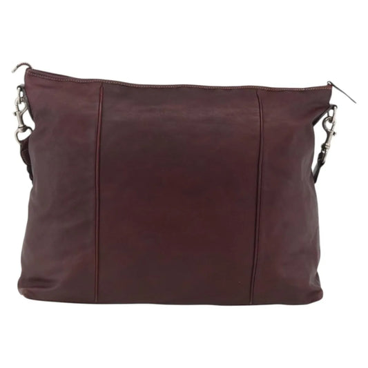 Gucci Logo Crest Messenger Leather, Burgundy, Leather, Shoulder Bag
