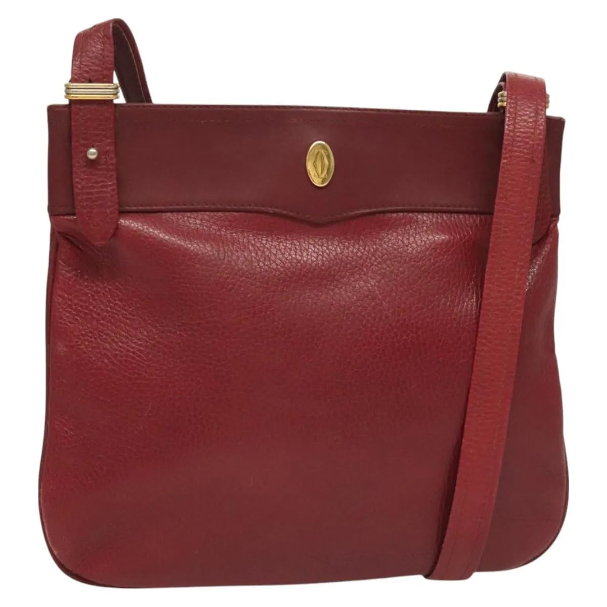 cartier Vintage must de Cartier Leather, Burgundy, Leather, Shoulder Bag