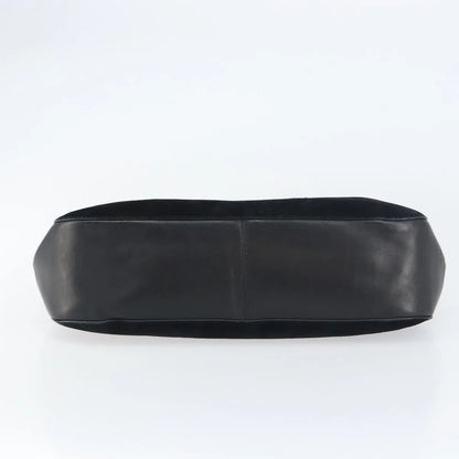 Gucci Vintage Bamboo Handle Suede, Black, Suede, Handbag