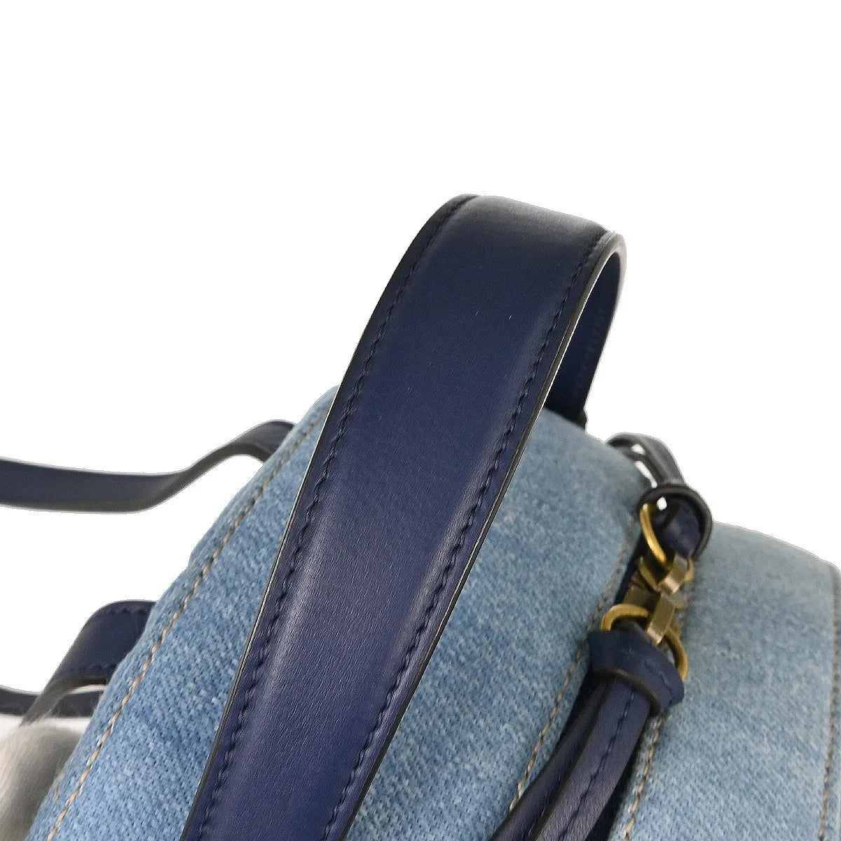 Gucci Backpack Embellished Wool, Blue, Denim, Backpack