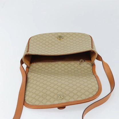 Celine Vintage Macadam Canvas and Leather, Beige, Canvas, Shoulder Bag