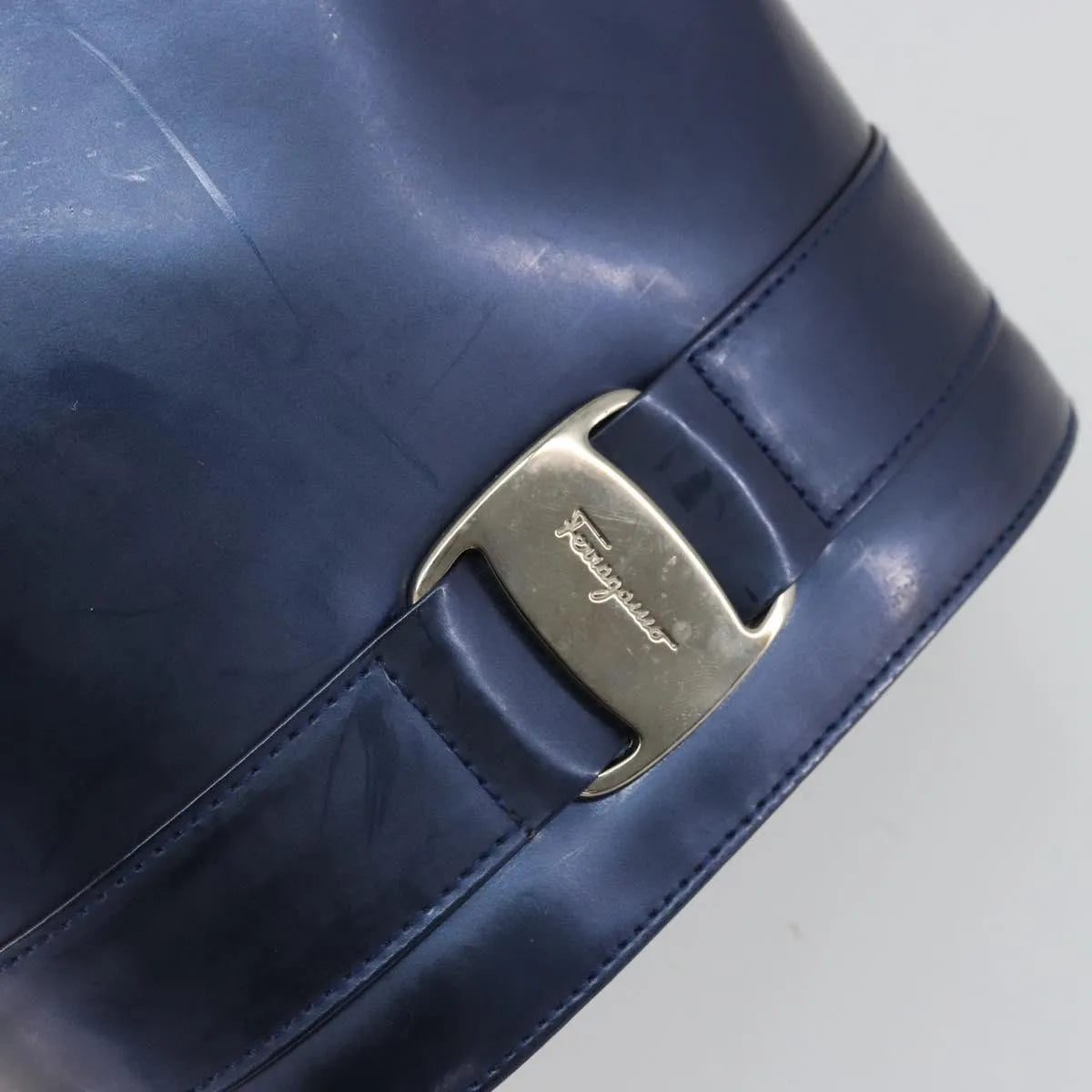 Salvatore Ferragamo Vala Patent Leather, Navy, Patent Leather, Backpack