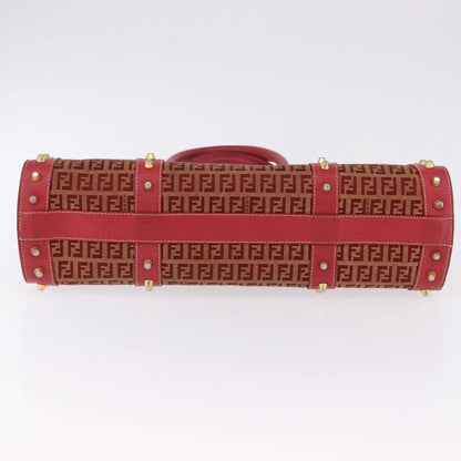 Fendi Studded Handle canvas, Red, Canvas, Handbag