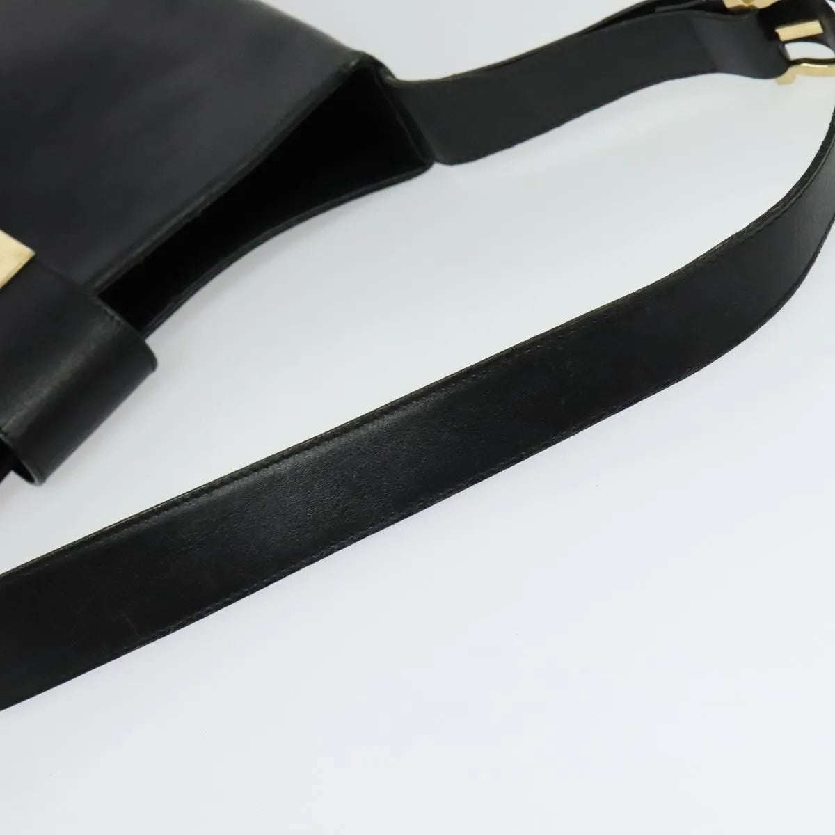 Salvatore Ferragamo Gancio Flap Hobo Leather, Black, Leather, Shoulder Bag