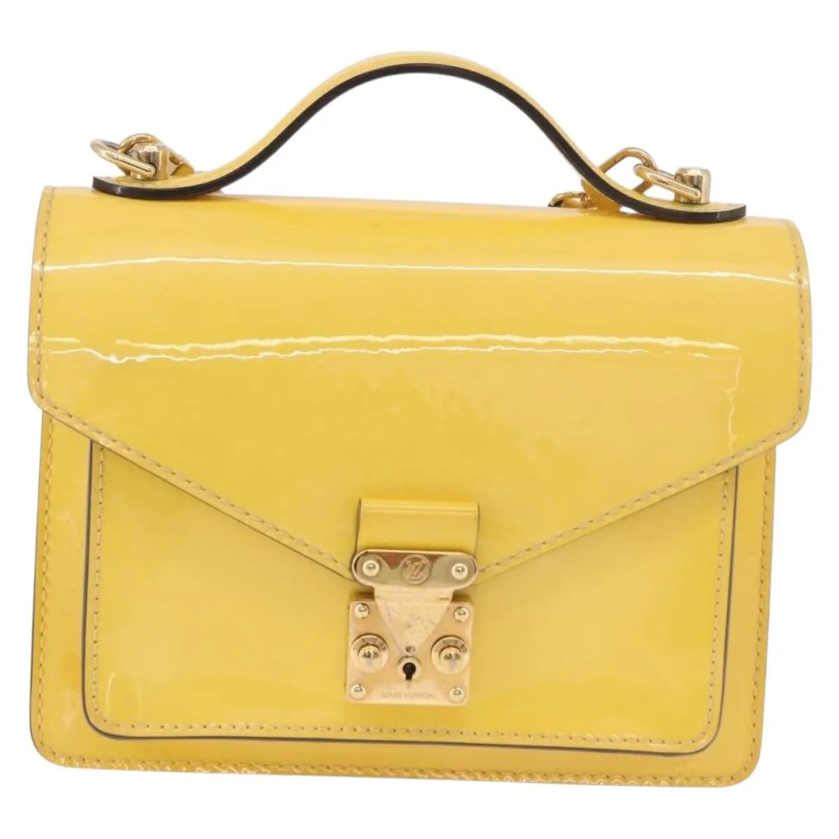 Louis Vuitton Monceau Vernis, Yellow, Patent Leather, Handbag