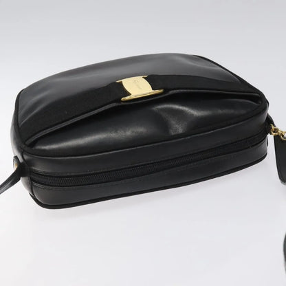 Salvatore Ferragamo Vara Bow camera Leather, Black, Leather, Shoulder Bag