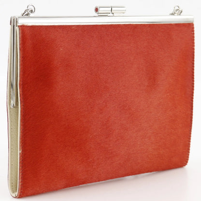 Bvlgari Chain Leather, Red, Leather, Shoulder Bag