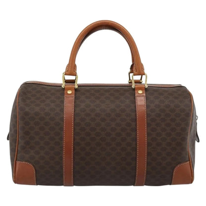Celine Vintage Macadam Boston Canvas and Leather, Brown, Canvas, Handbag