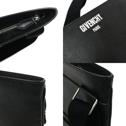 Givenchy Logo Messenger Leather, Black, Leather, Shoulder Bag