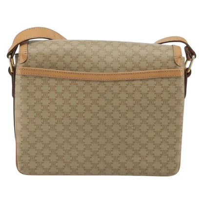 Celine Vintage Macadam Canvas and Leather, Beige, Canvas, Shoulder Bag