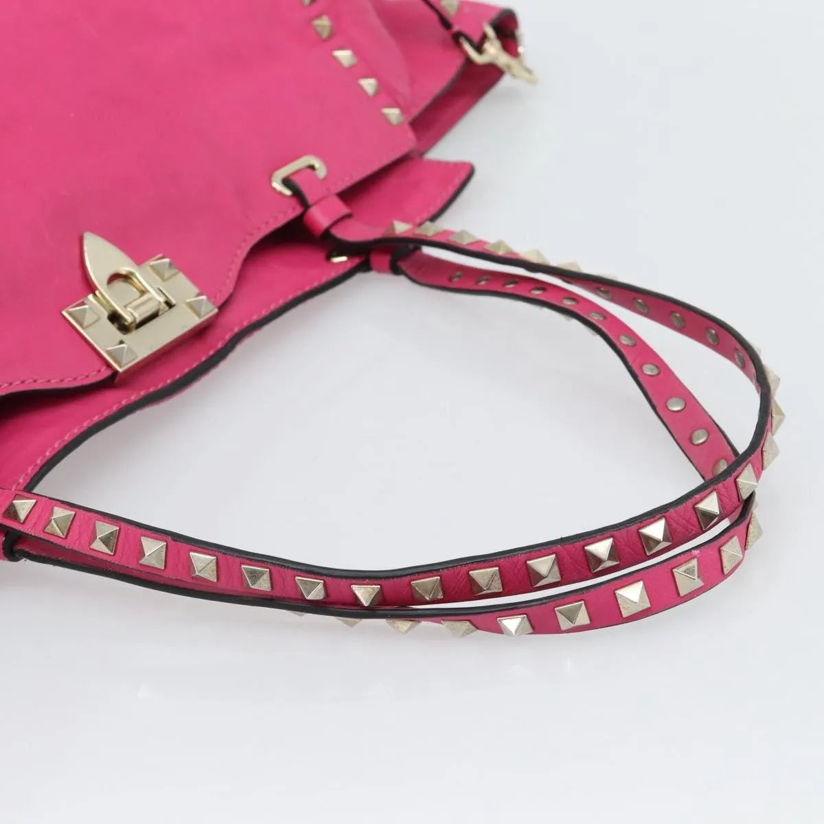 Valentino Garavani Rockstud Tote Textured Leather, Pink, Leather, Tote Bag