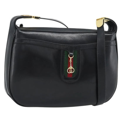 Gucci Vintage Horsebit Leather, Black, Leather, Shoulder Bag