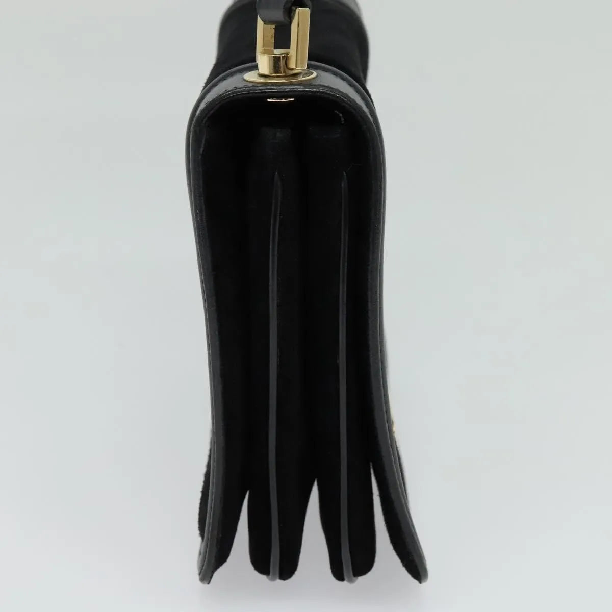 Salvatore Ferragamo Gancini Suede, Black, Suede, Shoulder Bag