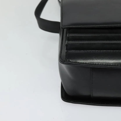 Gucci Vintage Flat Messenger Nylon and Leather, Black, Leather, Shoulder Bag