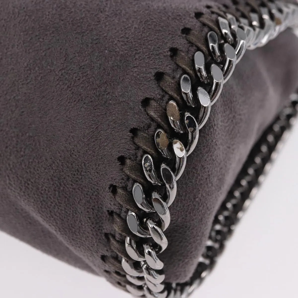 Stella McCartney Falabella Fold Over Faux Leather, Gray, Polyester, Shoulder Bag