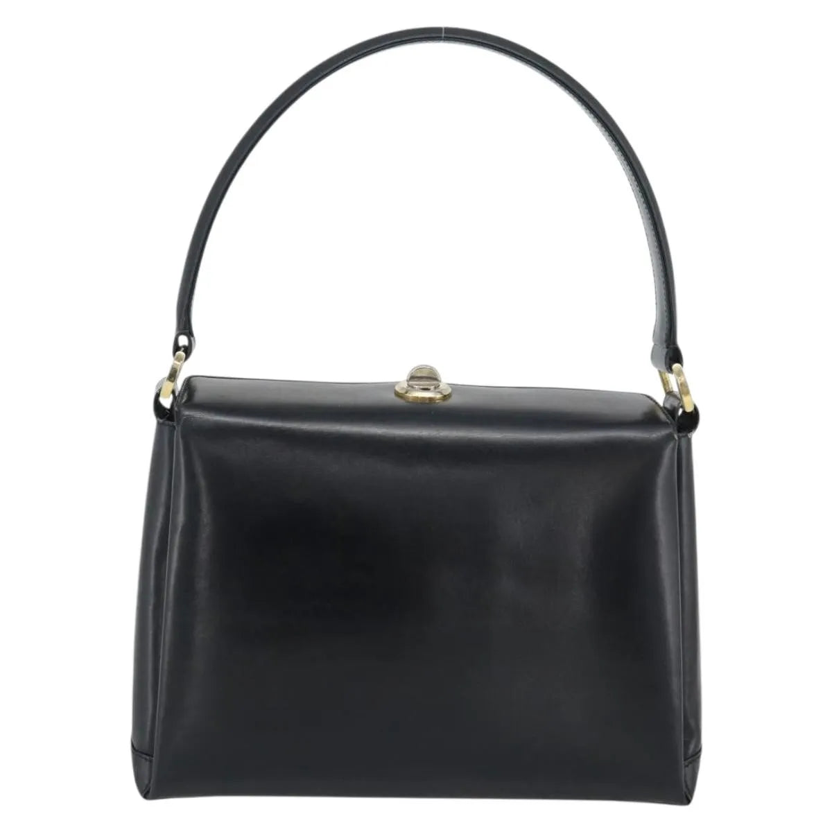 Gucci Vintage Convertible Box Leather, Black, Leather, Handbag