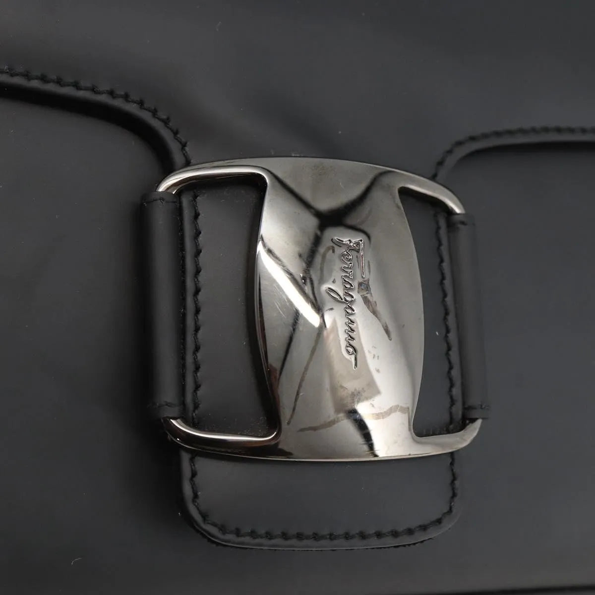 Salvatore Ferragamo Vala Canvas, Black, Canvas, Shoulder Bag