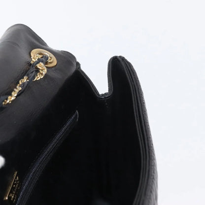 Bally Vintage Chain Quilted Leather, Black, Leather, Shoulder Bag