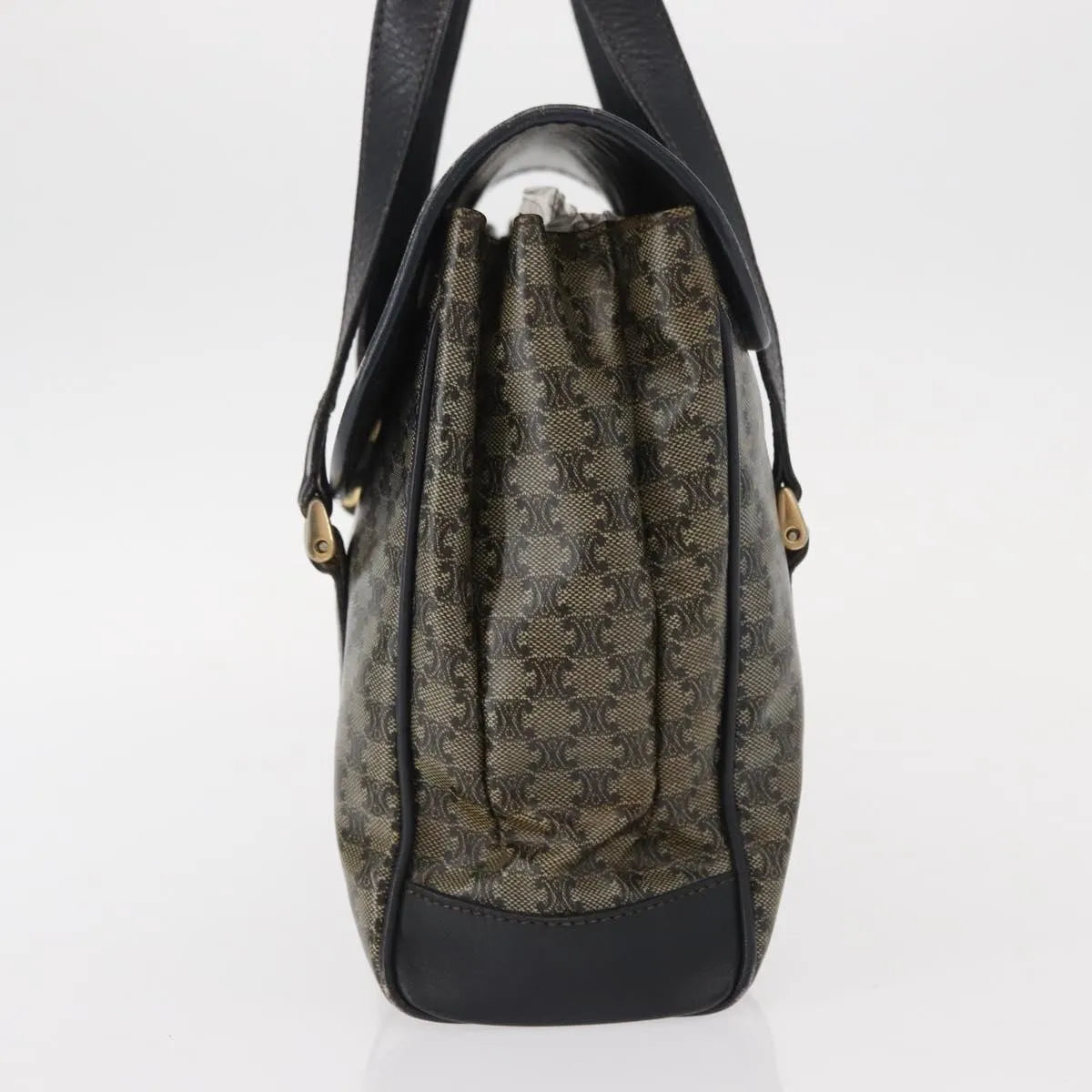 Celine Vintage Macadam Canvas and Leather, Black, Canvas, Shoulder Bag