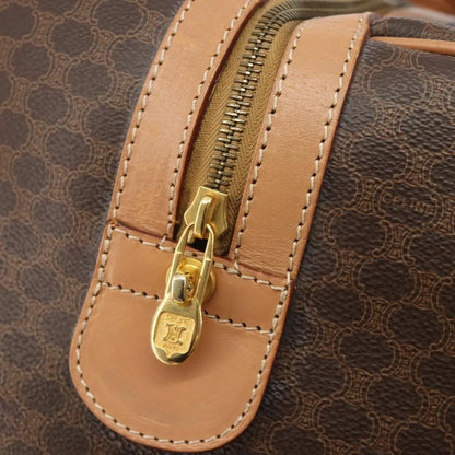 Celine Vintage Macadam Boston Canvas and Leather, Brown, Canvas, Handbag