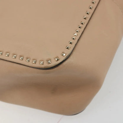 Valentino Garavani Convertible Zip Satchel Leather with Micro Rockstuds, Beige, Leather, Handbag