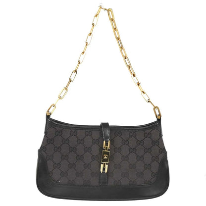 Gucci Vintage Jackie O Chain Hobo GG Canvas, Black, Canvas, Handbag