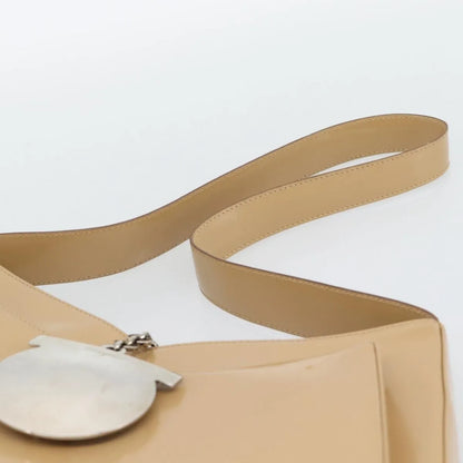 Salvatore Ferragamo Gancini Patent Leather, Beige, Patent Leather, Shoulder Bag