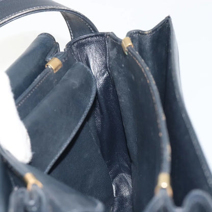 Celine Vintage Horse Carriage C Macadam Canvas and Leather, Navy, Canvas, Shoulder Bag
