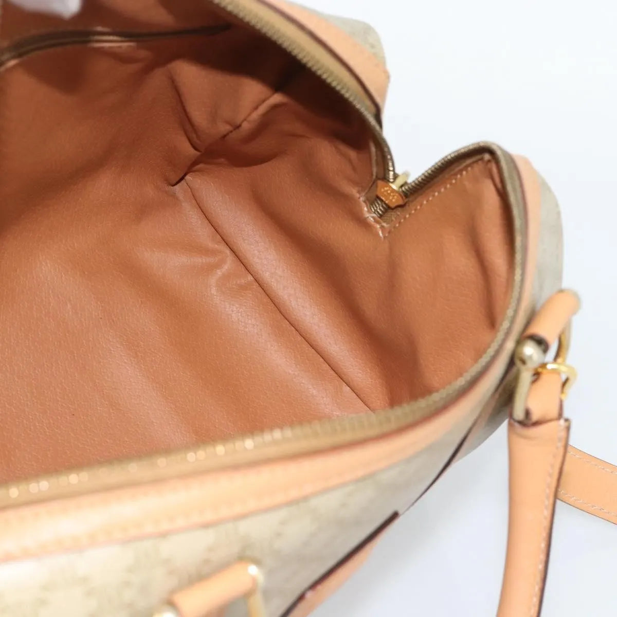 Celine Vintage Macadam Boston Canvas, Beige, Canvas, Handbag