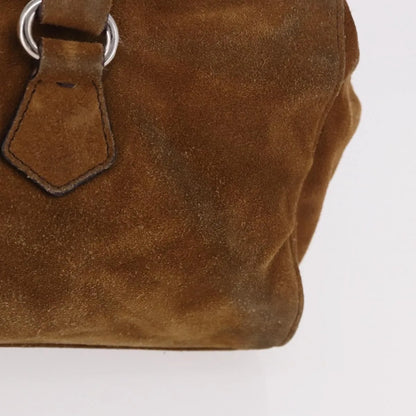 Prada Pushlock Tote Suede, Brown, Suede, Handbag