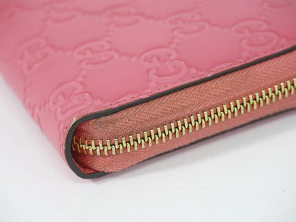Gucci Zip Around Wallet (Outlet) Microguccissima Leather, Pink, Leather, Wallet