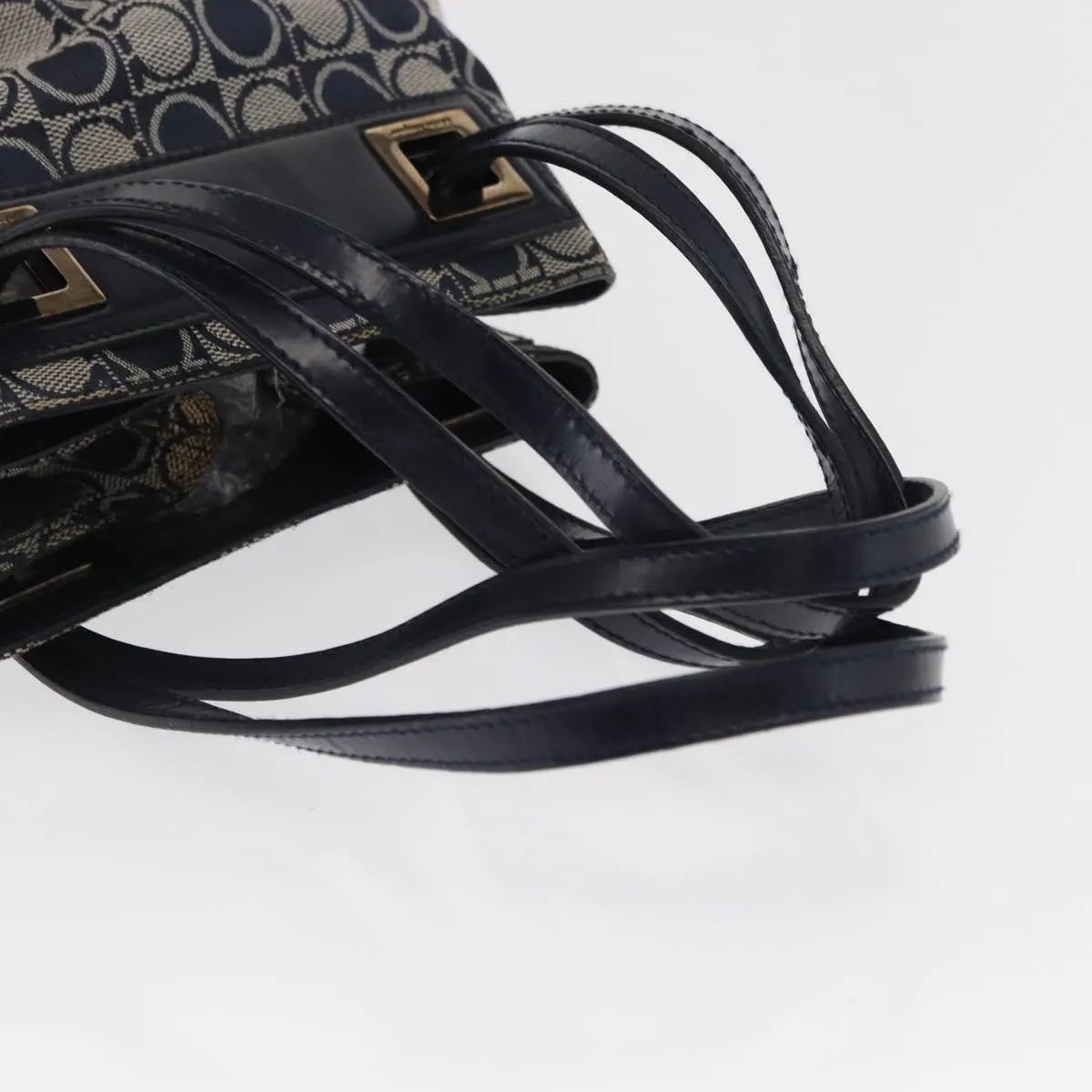 Salvatore Ferragamo Gancini Canvas and leather, Navy, Canvas, Shoulder Bag