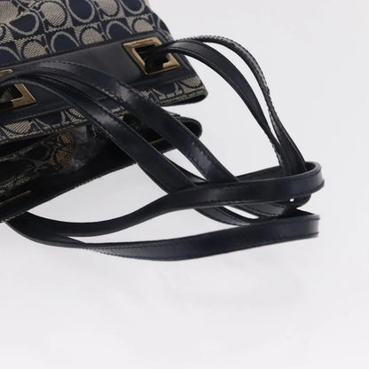 Salvatore Ferragamo Gancini Canvas and leather, Navy, Canvas, Shoulder Bag