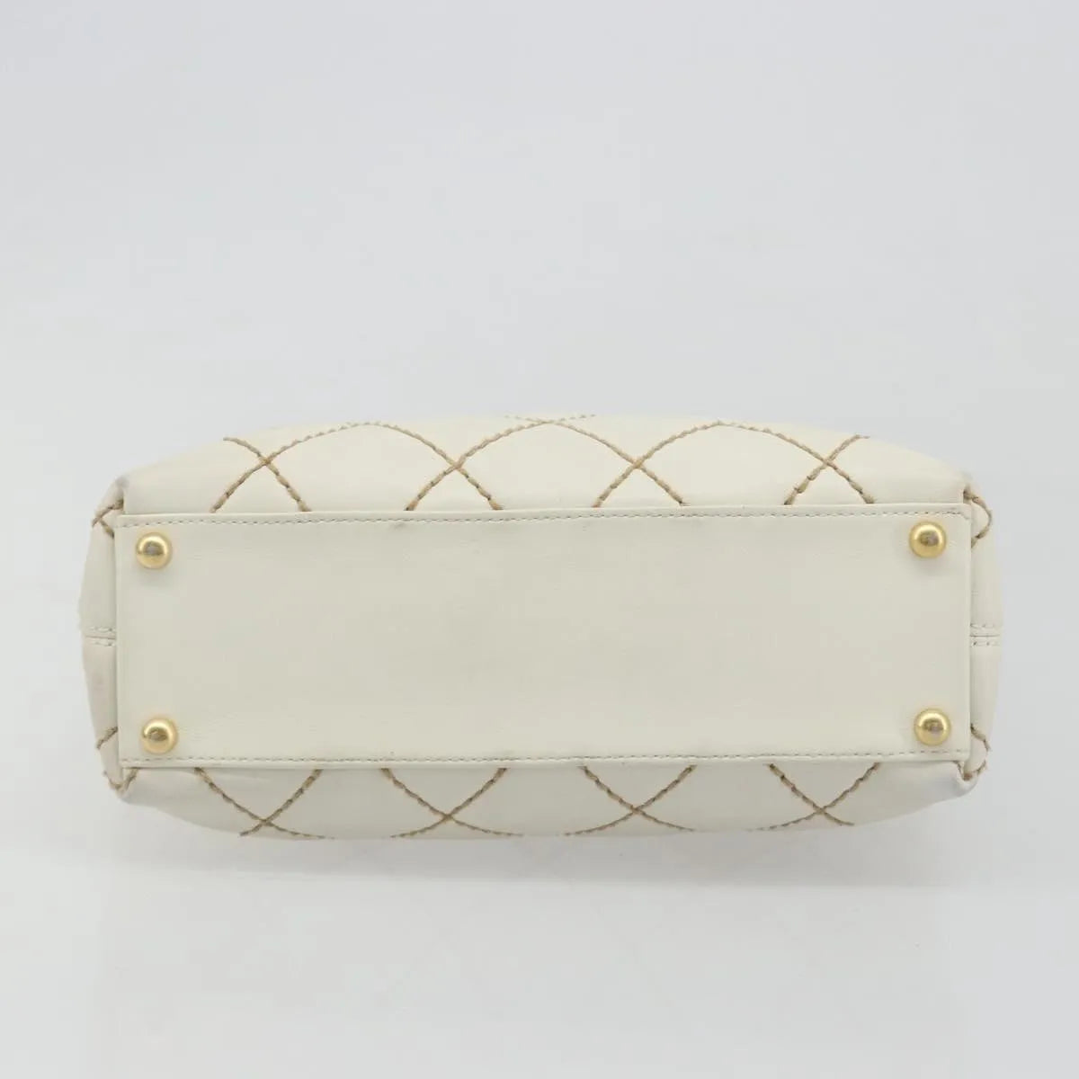 Chanel Surpique Tote Quilted Leather, White, Leather, Tote Bag