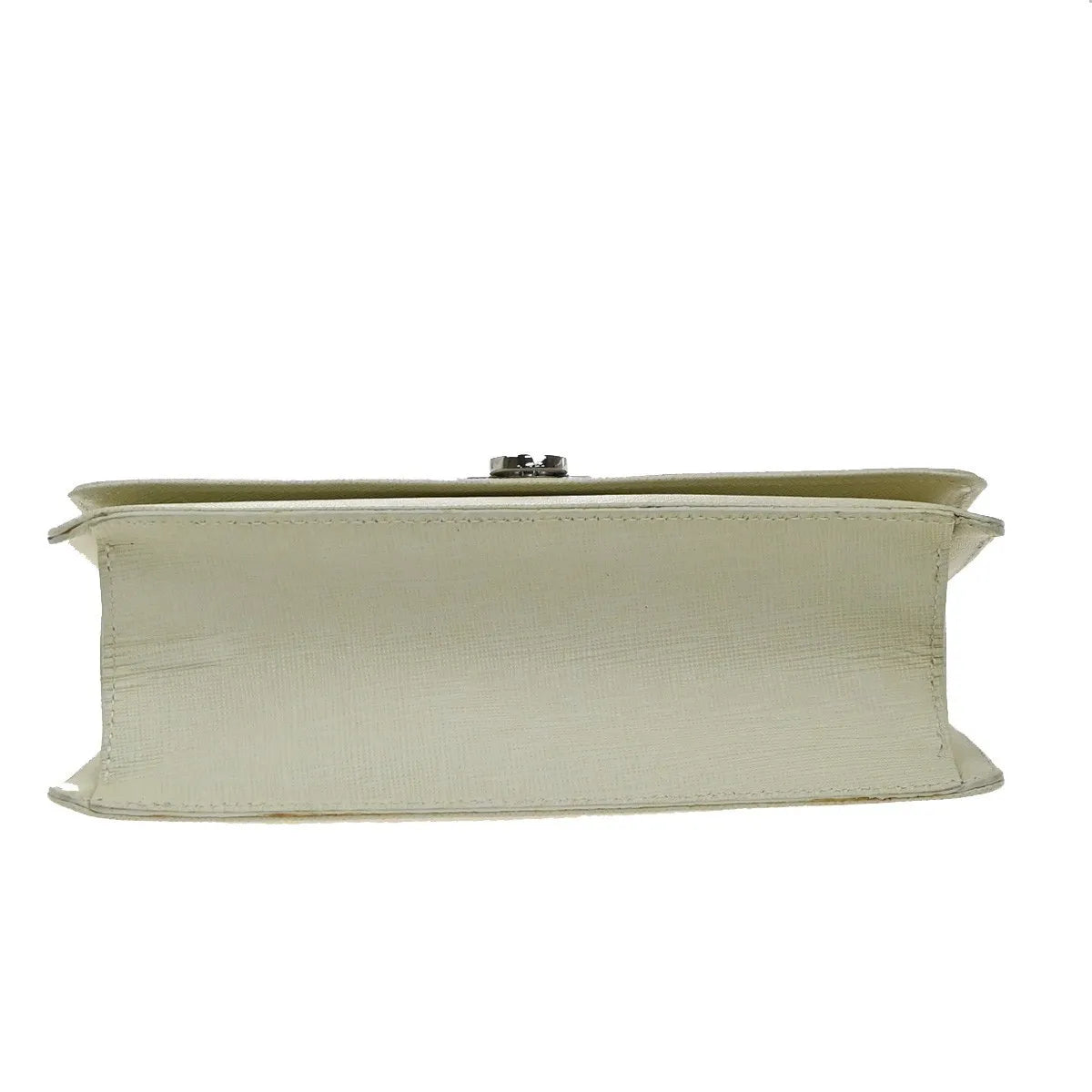 Salvatore Ferragamo Gancini Leather, White, Leather, Shoulder Bag