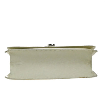 Salvatore Ferragamo Gancini Leather, White, Leather, Shoulder Bag