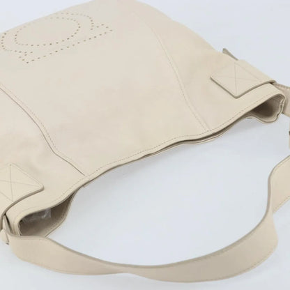 Salvatore Ferragamo Vintage Gancini Hobo Leather, White, Leather, Shoulder Bag