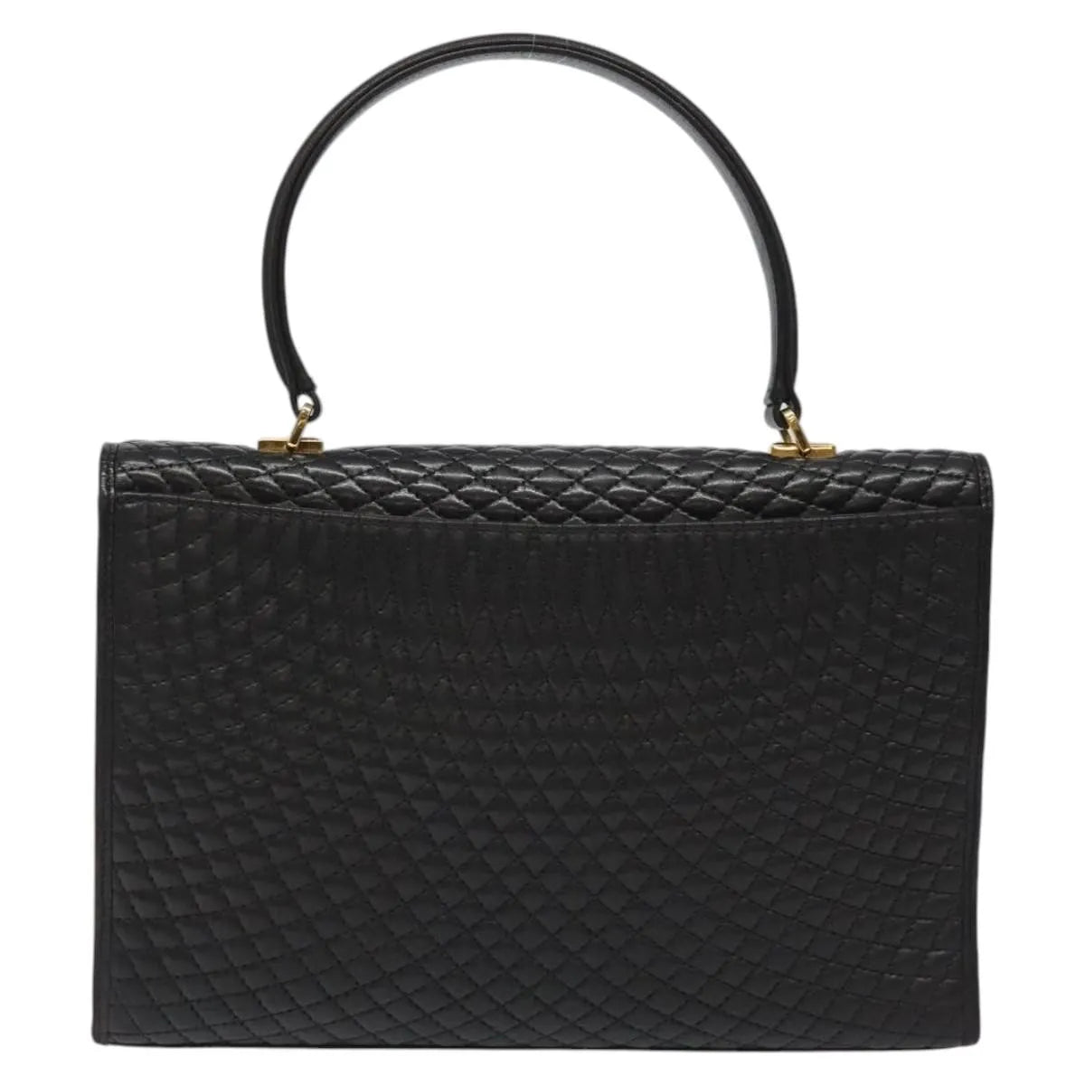 Bally Vintage Quilted Leather, Black, Leather, Handbag