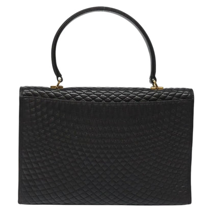 Bally Vintage Quilted Leather, Black, Leather, Handbag
