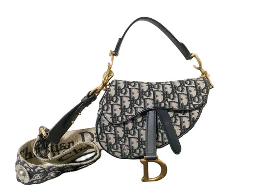 Christian Dior Dior Saddle Boxy Bag Plum Dior Oblique, Gray, Leather, Handbag