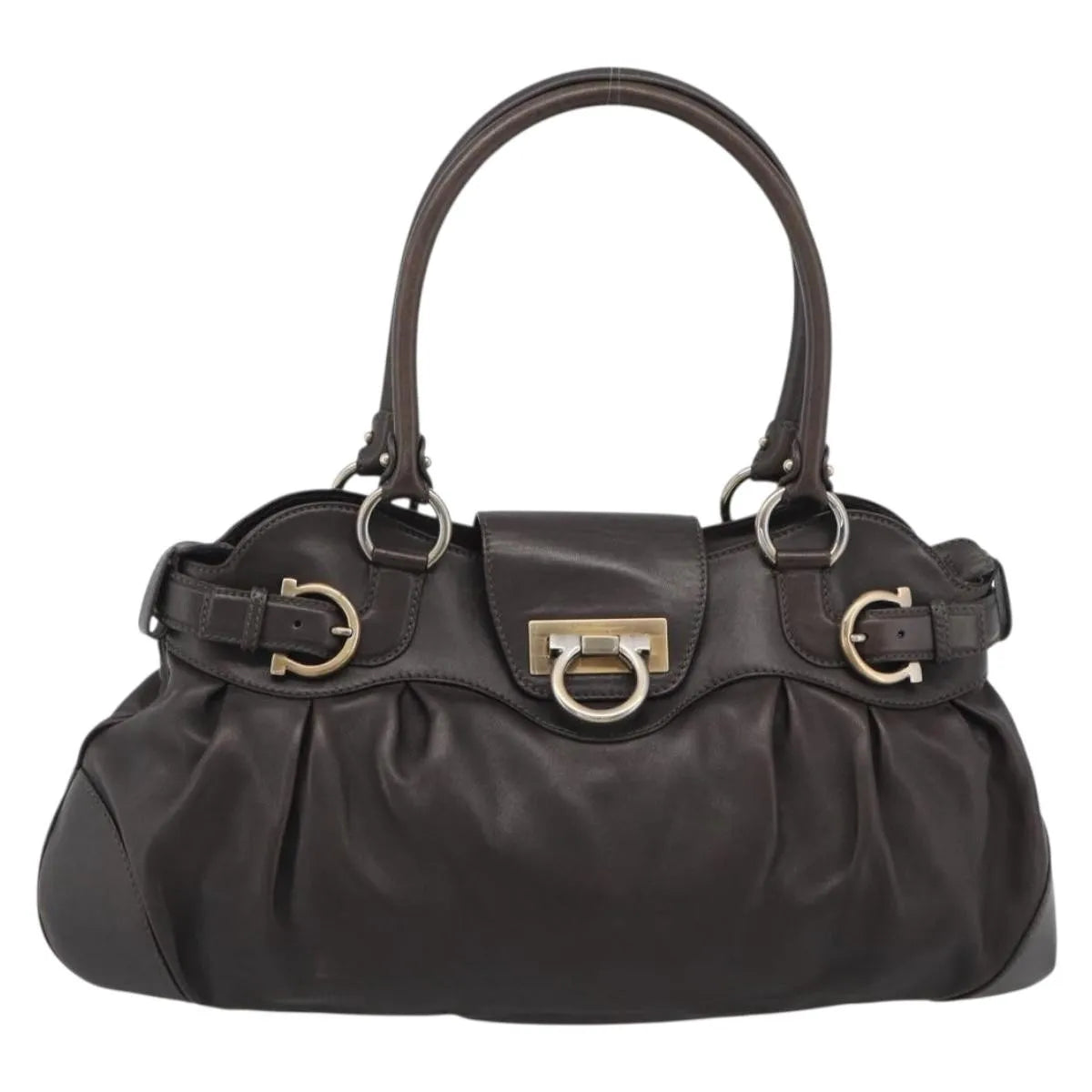 Salvatore Ferragamo Marisa Leather, Brown, Leather, Handbag