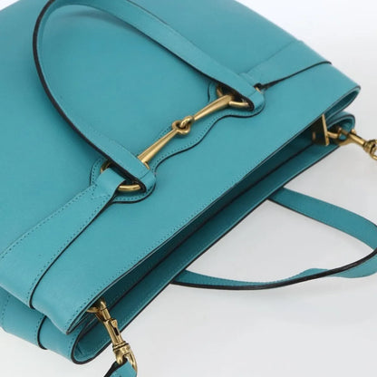 Gucci Bright Bit Convertible Tote Leather, Blue, Leather, Tote Bag